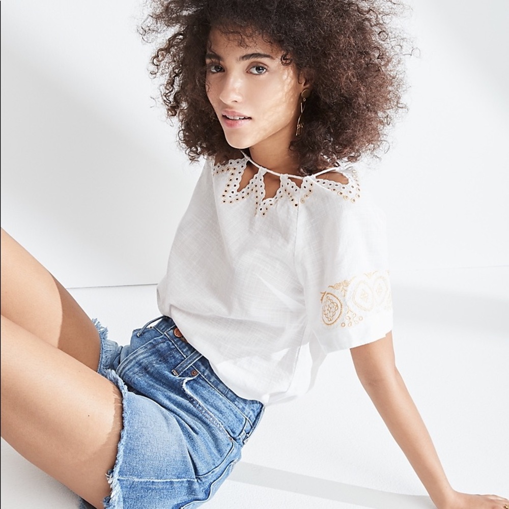 NWT Madewell Women’s Eyelet Peekaboo Top